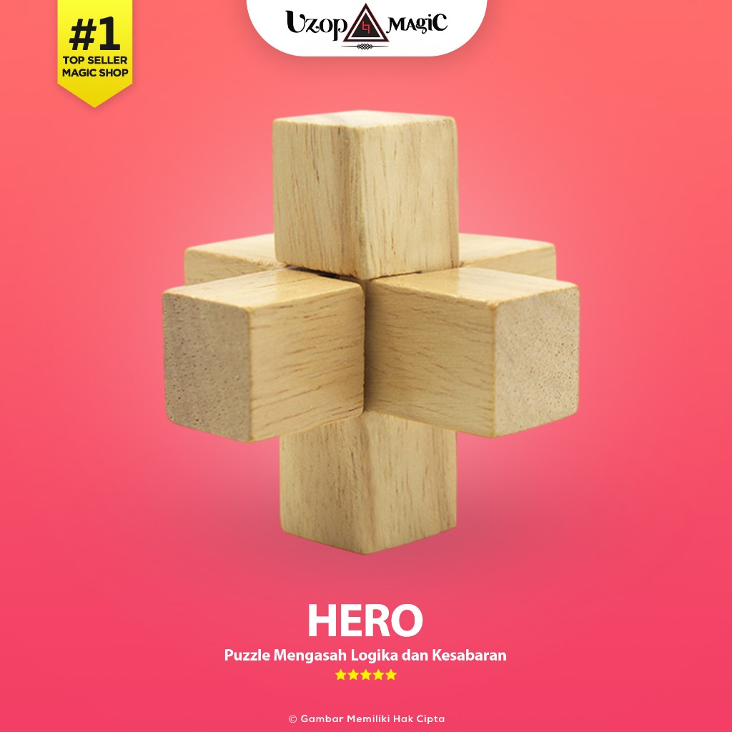 Puzzle Kayu 3D Kongming Lock Hero - Puzzle Edukatif Anak & Dewasa - Uzop Magic Shop