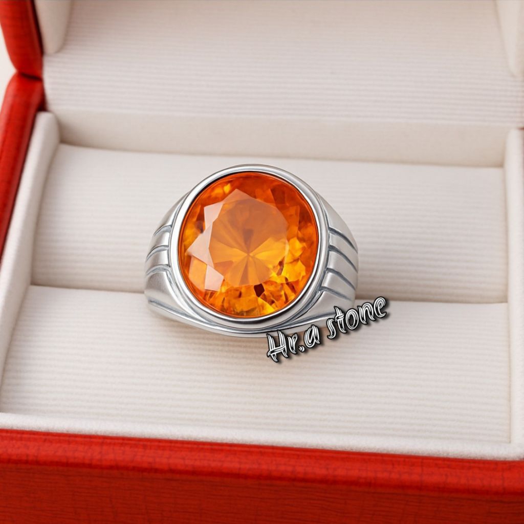 CINCIN BATU PERMATA GOLDEN CITRINE RING TANAM TITANIUM