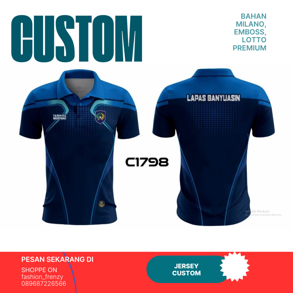 Kaos Jersey - Lapas - Kerah Polo - Emboss - Ful Printing - BRSC1798 FO
