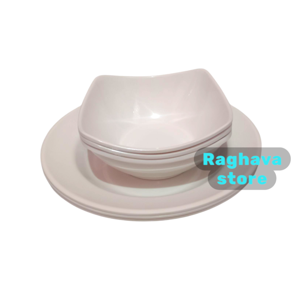 Promo hemat 6 pcs 3 Piring Melamin dan 3 Mangkuk Mie melamin | Piring Makan dan Mangkok  mie melamin