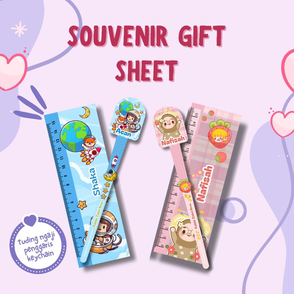 

Souvenir, Gift, Hadiah || Tuding ngaji & Penggaris 15cm dalam kemasan 1 Sheet dan motif senada