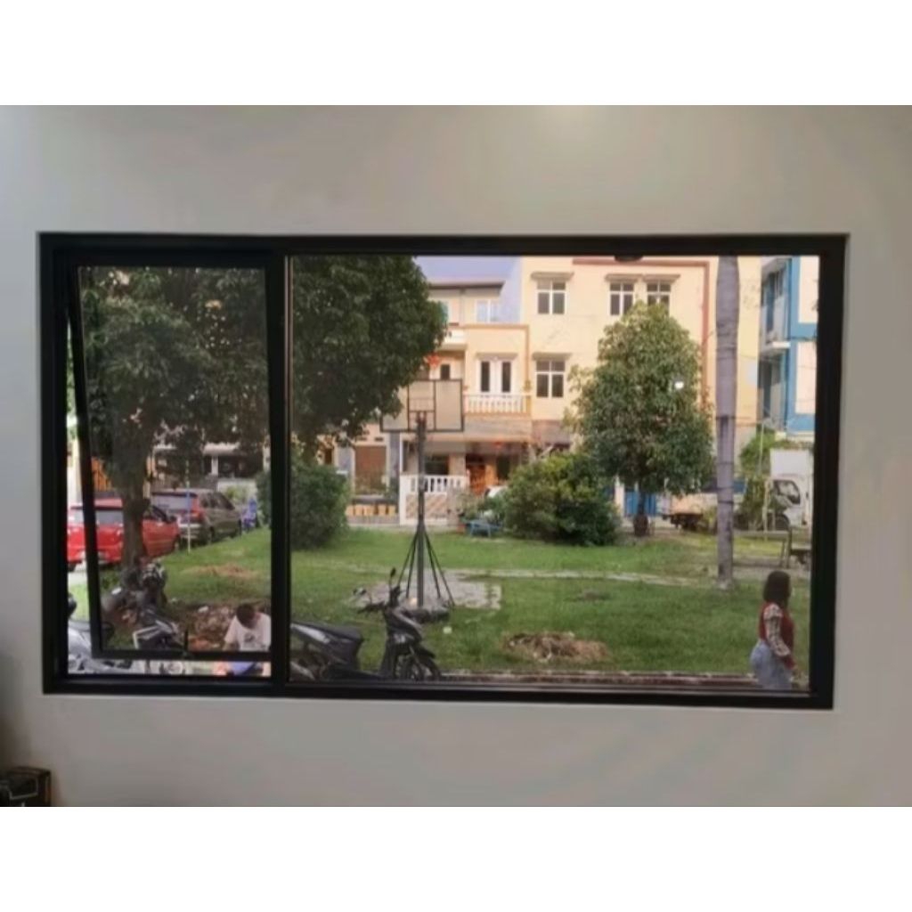 jendela aluminium+jendela kaca mati 3 inch permeter
