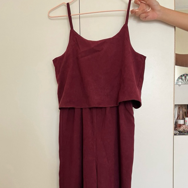 [preloved] red jumpsuit — jumpsuit merah