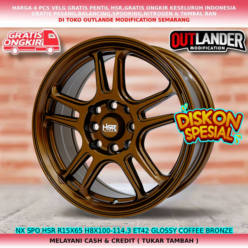velg hsr velg R15 untuk mobil Xenia Accord VTI Cielo Accent Panther Colt Eterna dll hsr nxspo r15