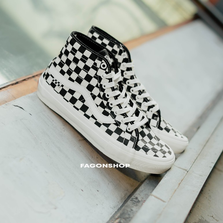 SK8-HI SKATE DECON CHECKERBOARD BLACK WHITE ORIGINAL 100%