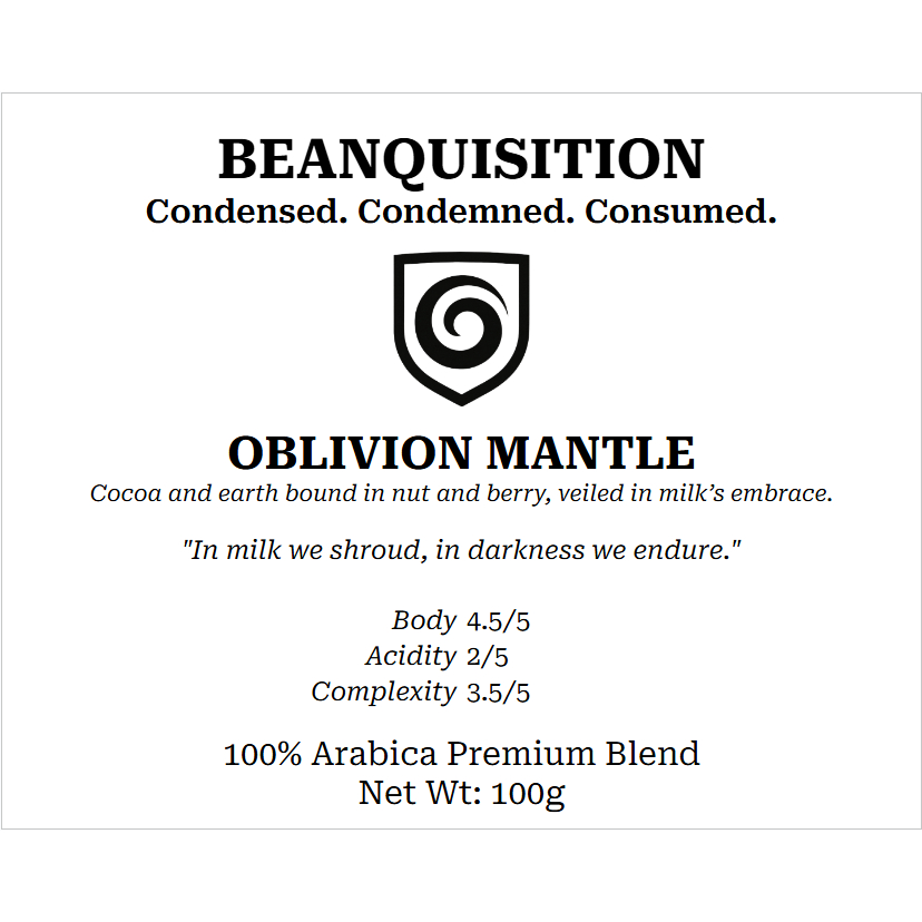 

Beanquisition Oblivion Mantle – 100% Arabica Premium Blend Kopi – Espresso Based-Kopi susu – 100g