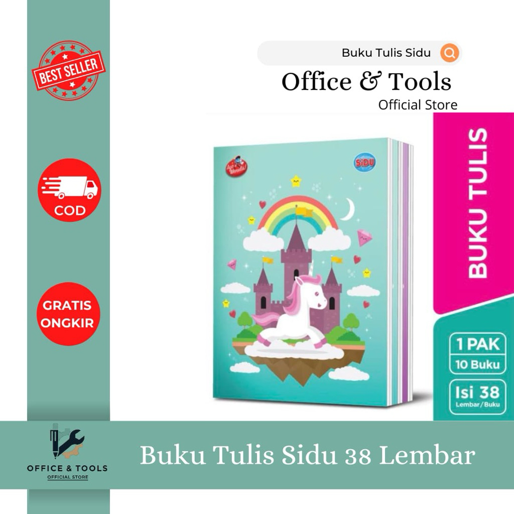 

[10 PCS] Buku Tulis Sidu 38 Lembar Gambar & Warna Random Office & Tools