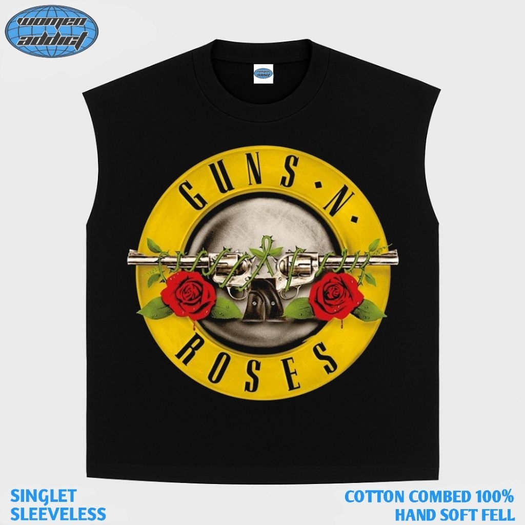 KAOS BAJU SINGLET GUNS N ROSES LOGO | SINGLET HITAM | SINGLET BAND | KAOS BAND | BAND METAL | LEKBON