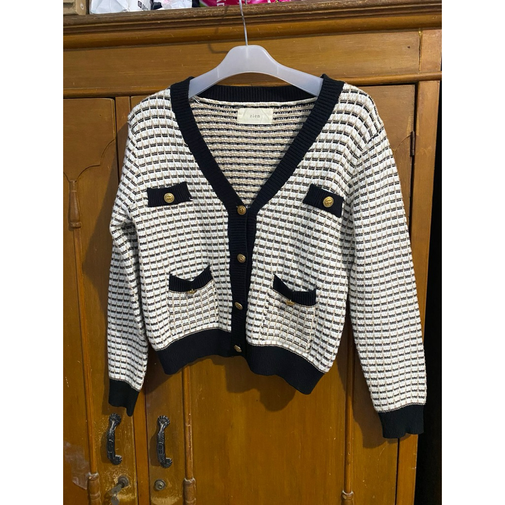 Cardigan Rajut Tweed