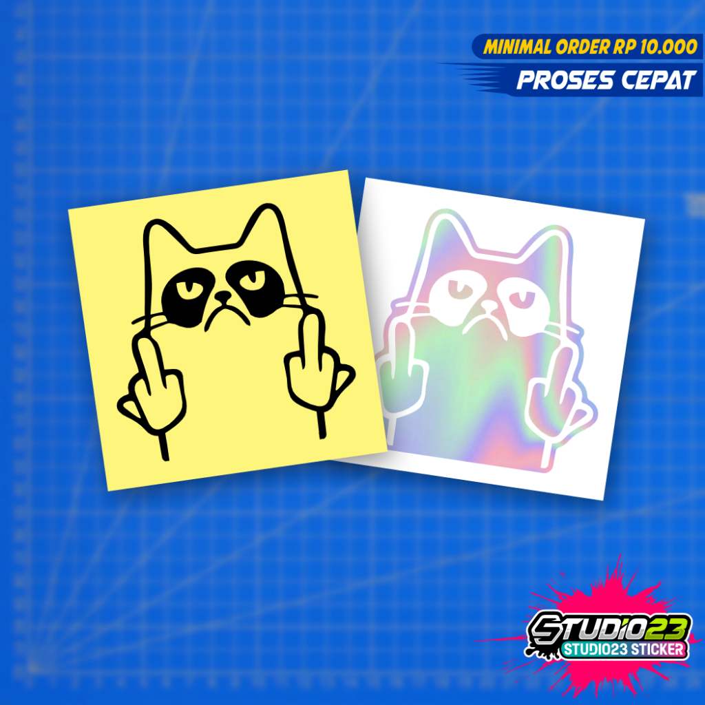 

Stiker Cutting F*CK Meme kartun Lucu Hologram