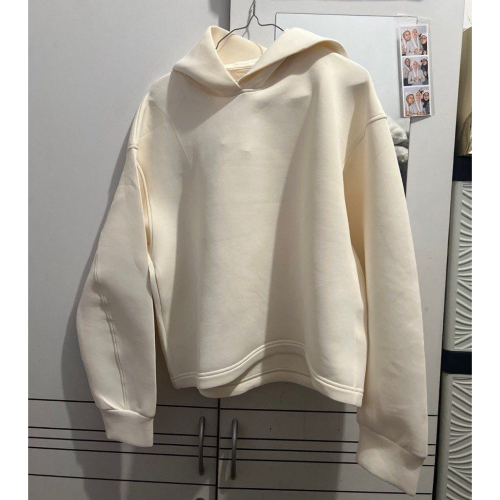 uniqlo dry ex hoodie semi crop cream