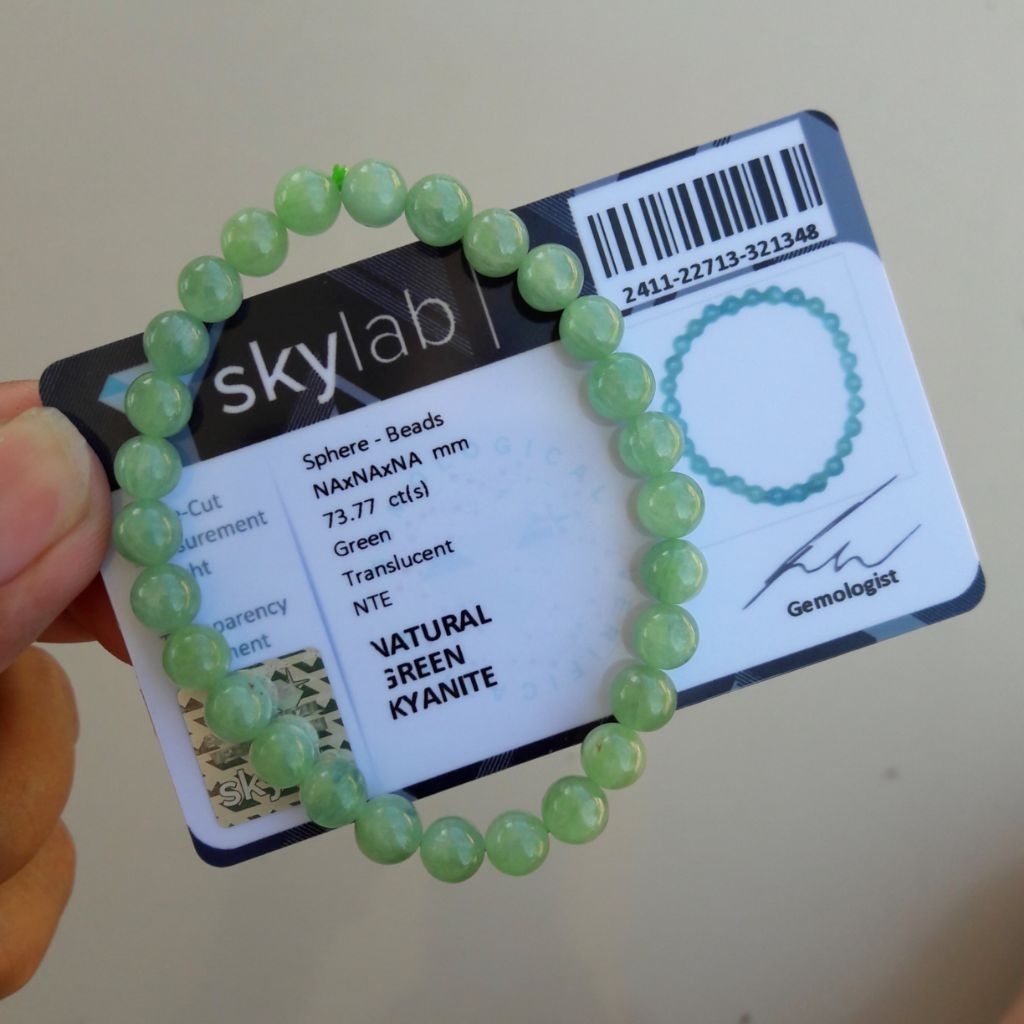 Gelang Batu Natural Green Kyanite Dengan Certificate Memo