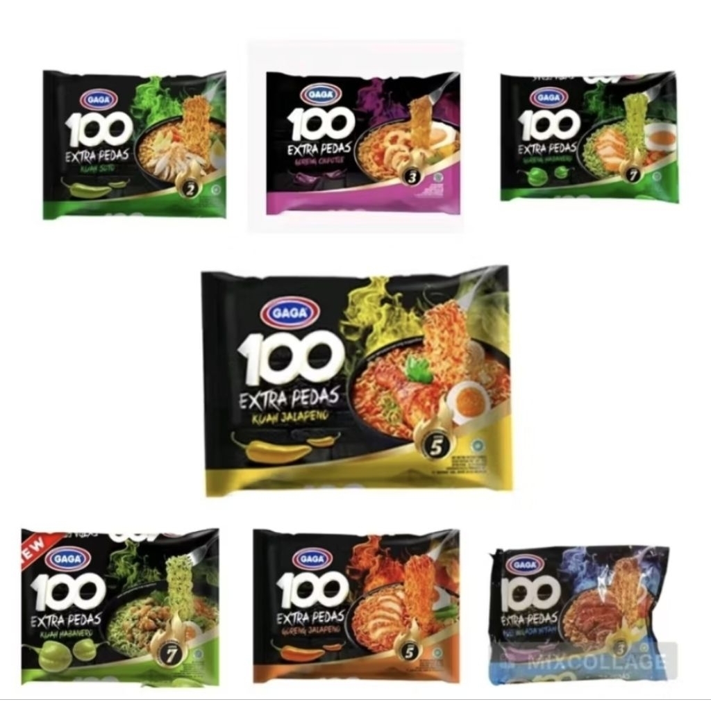 

Mie GAGA 100 Extra Pedas - 85 gram Jalapeno | Chipotle | Lada Hitam
