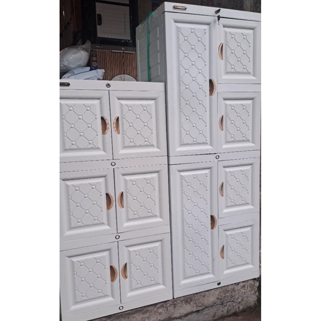 lemari plastik napolly 4 tingkat full white