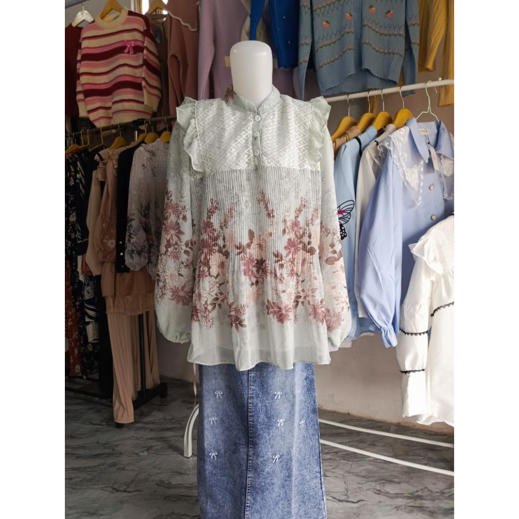 atasan plisket, blouse plisket