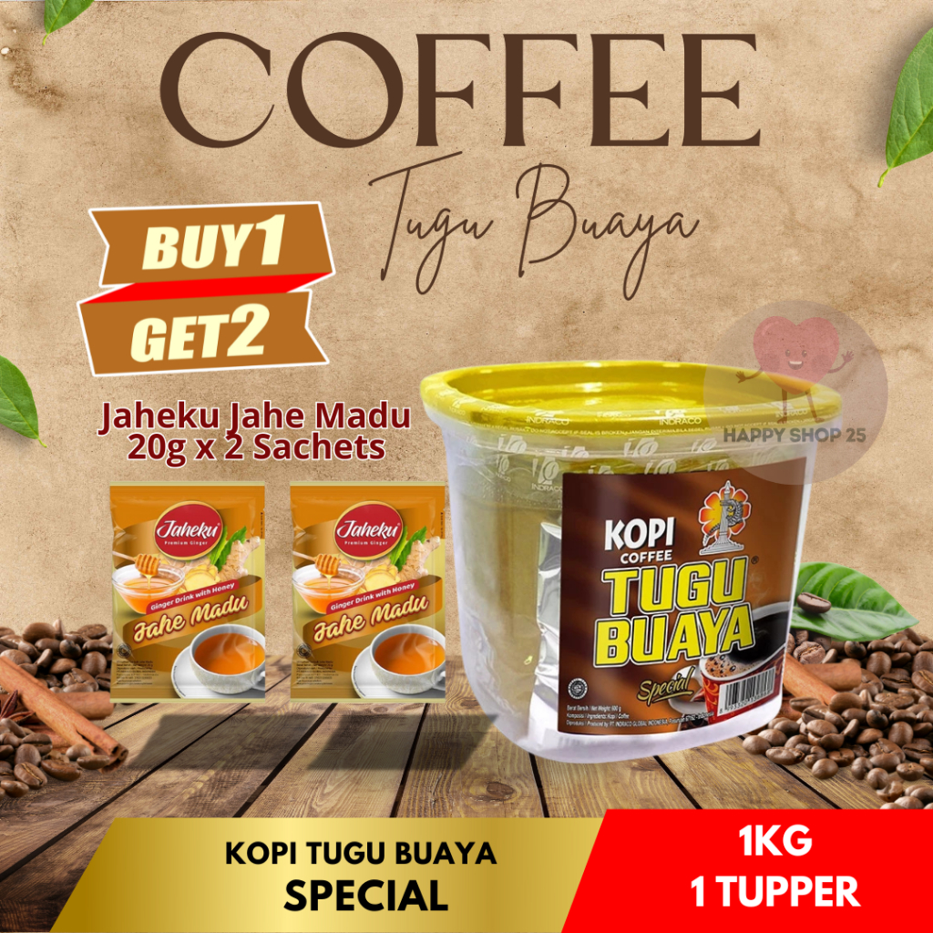 

( GRATIS !! 2 Jaheku Jahe Madu 20g ) Tugu Buaya Kopi Special Tuper 1kg Kopi Bubuk kopi hitam 1Kg