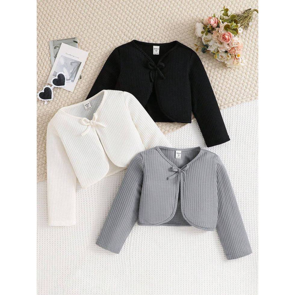 OUTER ANAK PEREMPUAN CROP LENGAN PANJANG - CARDIGAN MATERIAL RIB KNIT USIA 1-12 TAHUN