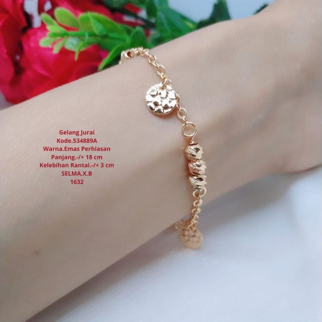 gelang jurai mix boba kecil simple elegant aksesories lapis emas fashion wanita