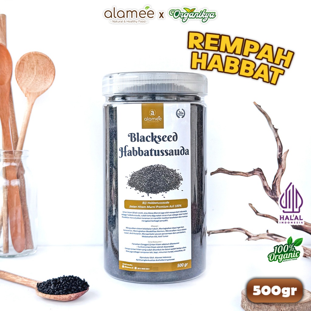 

ALAMEE Biji Jintan Hitam Habbatussauda Original Asli Jinten Habatusauda 500 gram organikya
