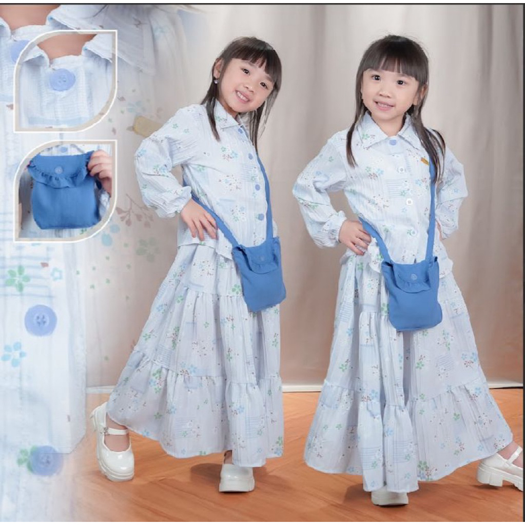 Setelan Rok Anak Perempuan Terbaru Usia 3-12 Tahun | Baju Set Cewek Atasan + Rok Modis Kekinian 2025