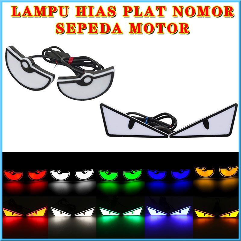 Lampu hias plat nomor sepeda motor/1set Lampu Hias Mata Setan Sepeda Motor Mobil /Pola Mata Kreatif 
