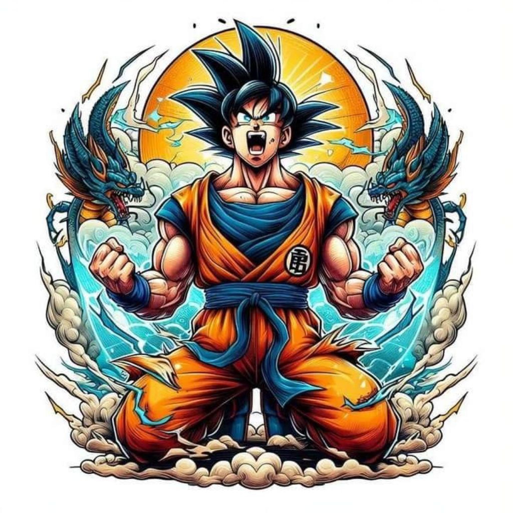 

stiker 3D goku keren, stiker print sudah cuting size 15 x 18 cm, anti air