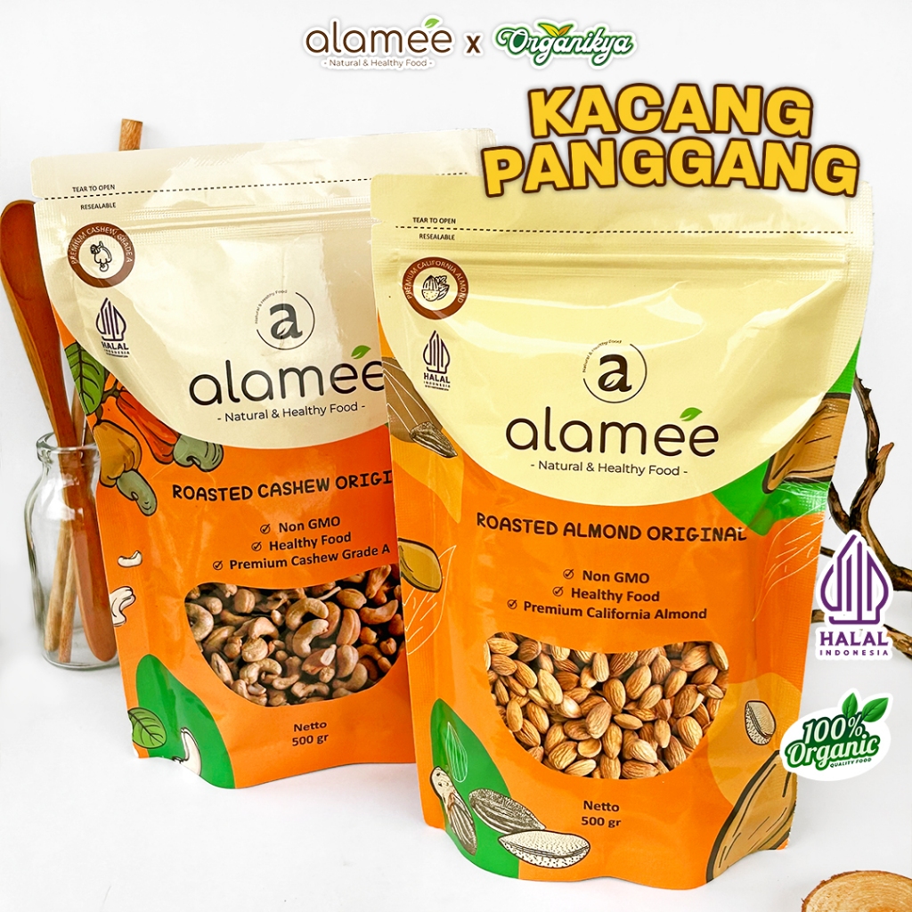 

Kacang Almond Almon Mede Walnut Pistachio Kupas Panggang Roast Roasted Oven Siap Makan organikya