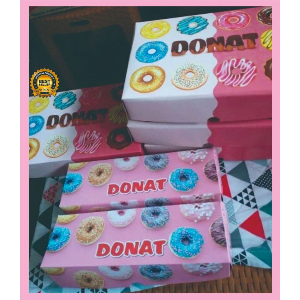 BOX DONAT / DUS DAONAT / KOTAK DONAT / BOX DONAT ISI 6 & ISI 3 - Dus Donat Motif Warna Pink