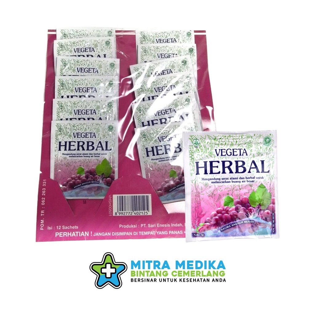 

VEGETA HERBAL MINUMAN HERBAL UNTUK MELANCARKAN BAB (1 RENTENG@12 SACHET)