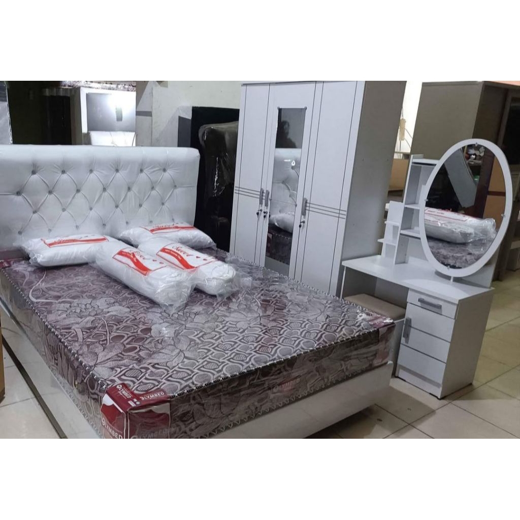 Paket Komplit Satu Set Springbed dan lemari pakaian bonus meja rias sliding