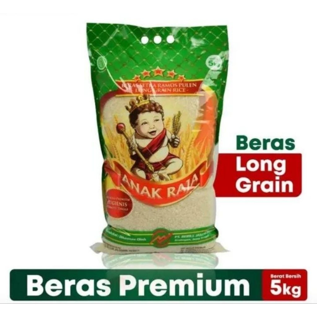 

TERMURAH BERAS PREMIUM LONG GRAIN ANAK RAJA 5KG BERAS SETRA RAMOS BERKUALITAS PULEN DAN ENAK