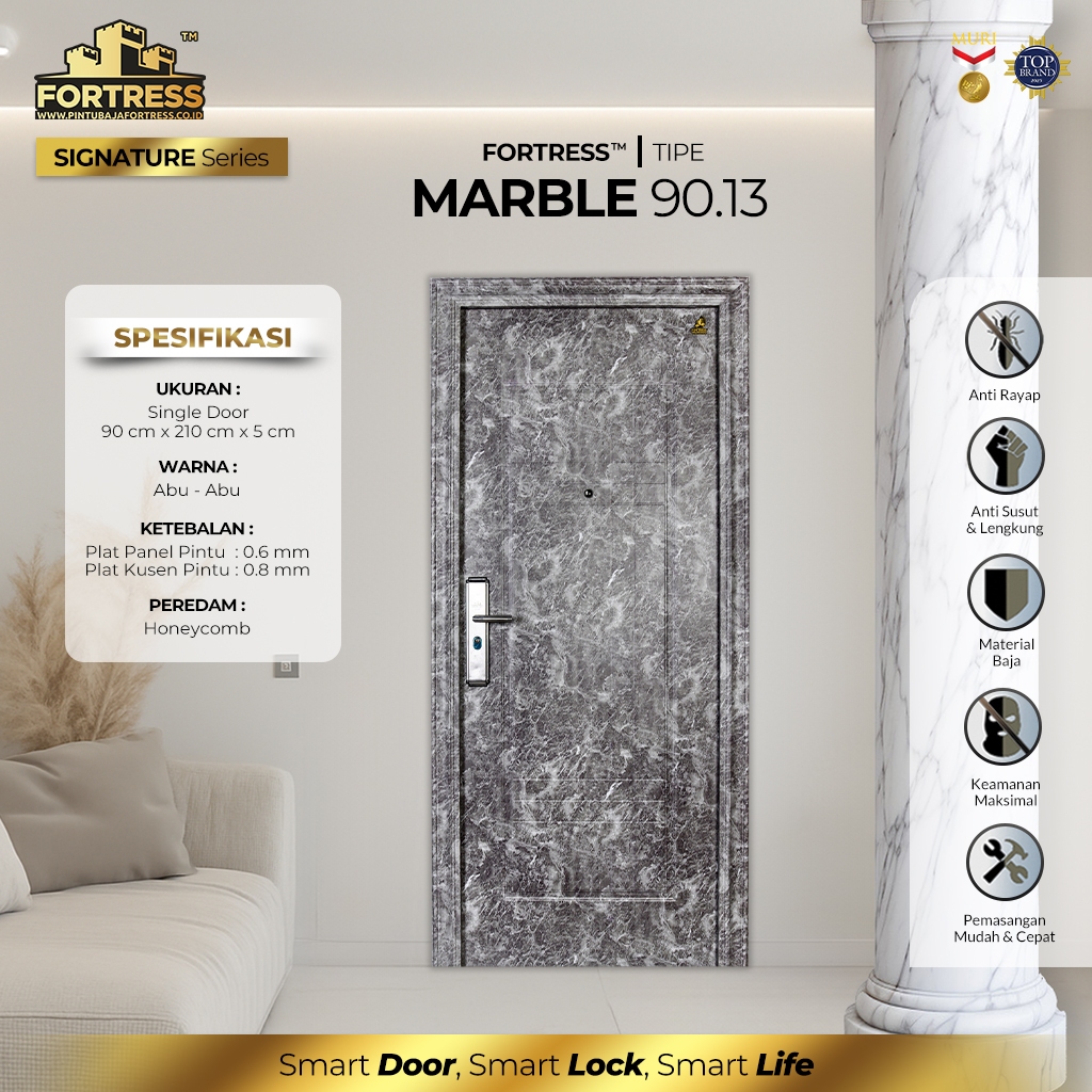 PINTU BAJA FORTRESS TYPE MARBLE 90 PINTU RUMAH FULL SET
