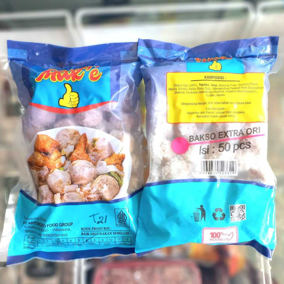 

Pentol Bakso Mak'E Extra Ori isi 50 pcs - Pentol Bakso Biru