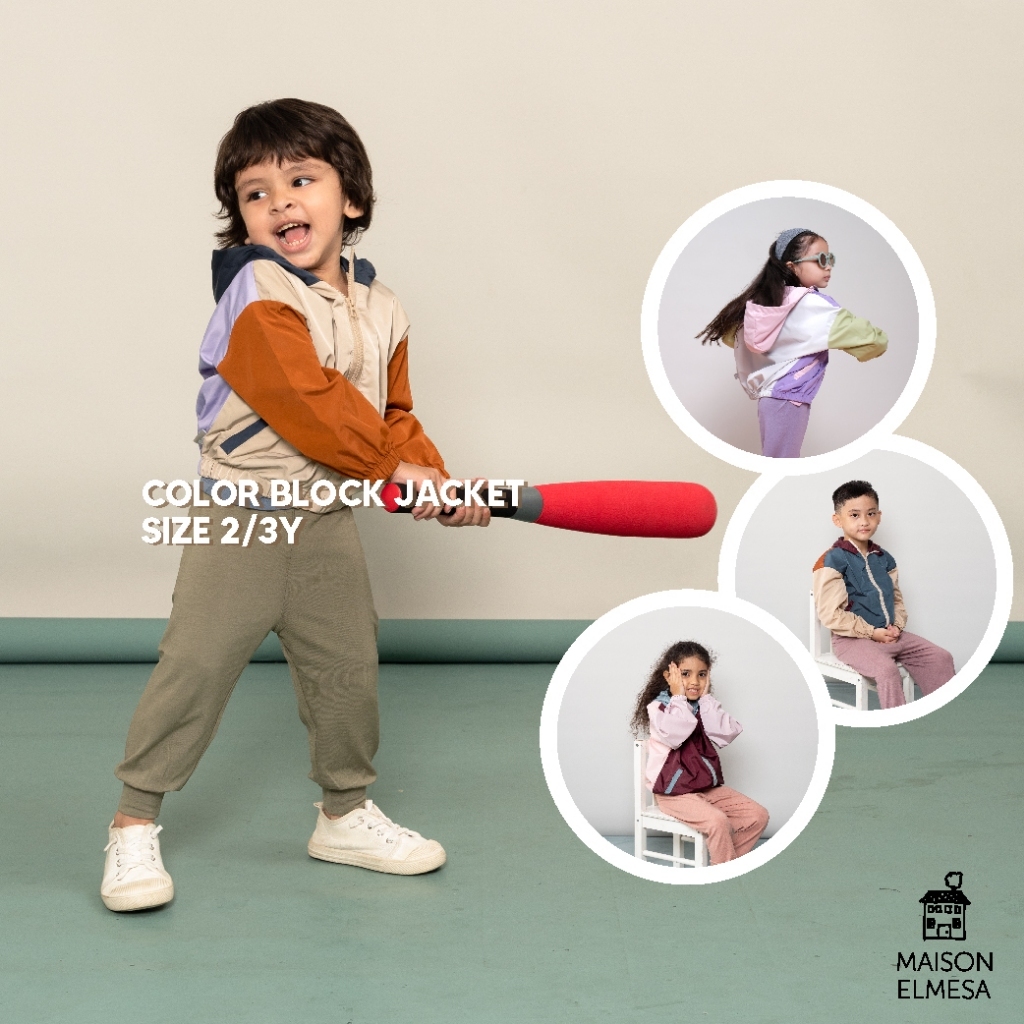 Jacket Color Block by Maison Elmesa - Size 2/3Y - Jacket Anak Parasut