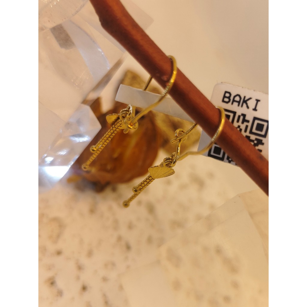 anting emas 6k model variasi drop panjang kerang