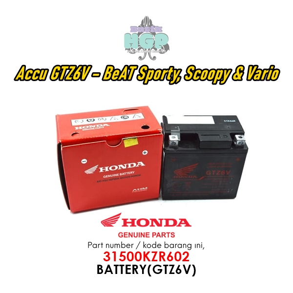 Aki, Accu Vario 125, 150, PCX, CB150R , Battery(Gtz6V) Original AHM - 31500KZR602