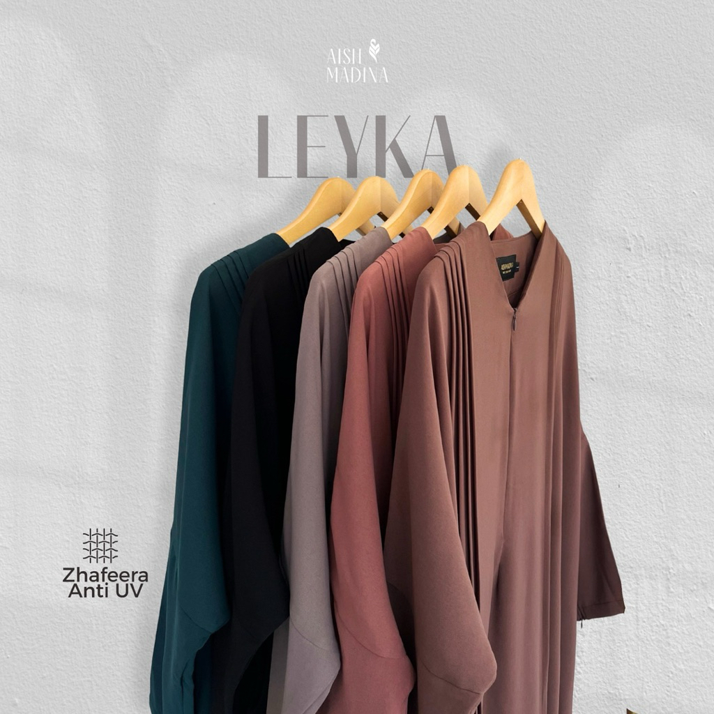 AISHMADINA Gamis Wanita Muslimah Bekerja Leyka Pleats Abaya Bahan zhafeera Anti UV