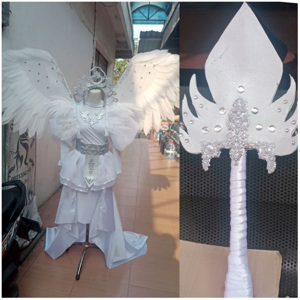 kostum karnaval sayap putih