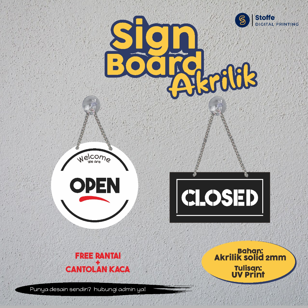 Akrilik Open Close | Gantungan Buka Tutup Akrilik / Acrylic Open Close Aesthetic