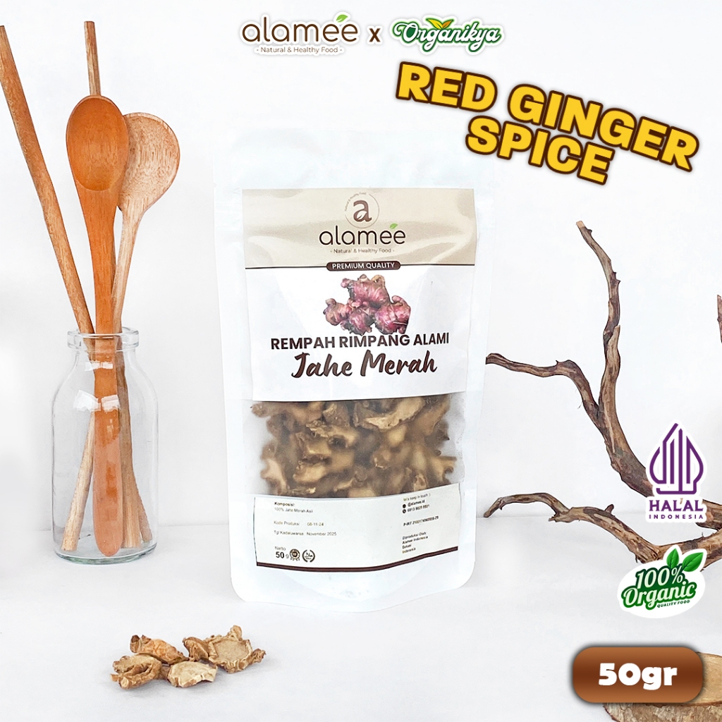 

Jahe Merah Kering Iris Dried Ginger Rempah Rimpang Organik Alami Bumbu Masak Organic 50g organikya