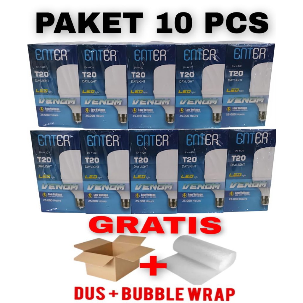 Lampu LED Putih ENTER Bohlam LED Lampu Bohlam ENTER LED 5WATT  10WATT 15WATT  20WATT PAKET 10PCS