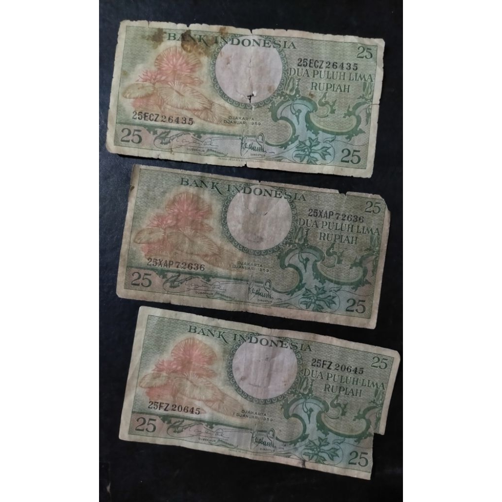 Termurah Uang 25 rupiah seri bunga & burung 1959 jelek