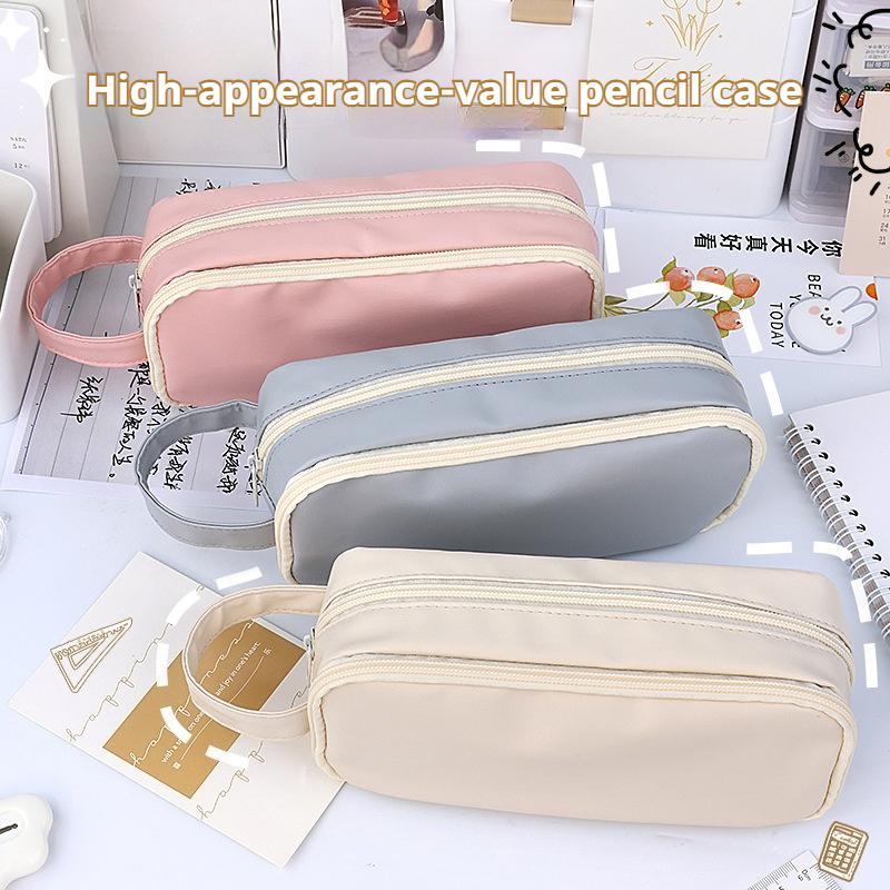 

Tempat Pensil Transparan Lapisan Ganda Kotak Pensil Kapasitas Besar Tempat Penyimpanan Perlengkapan Sekolah