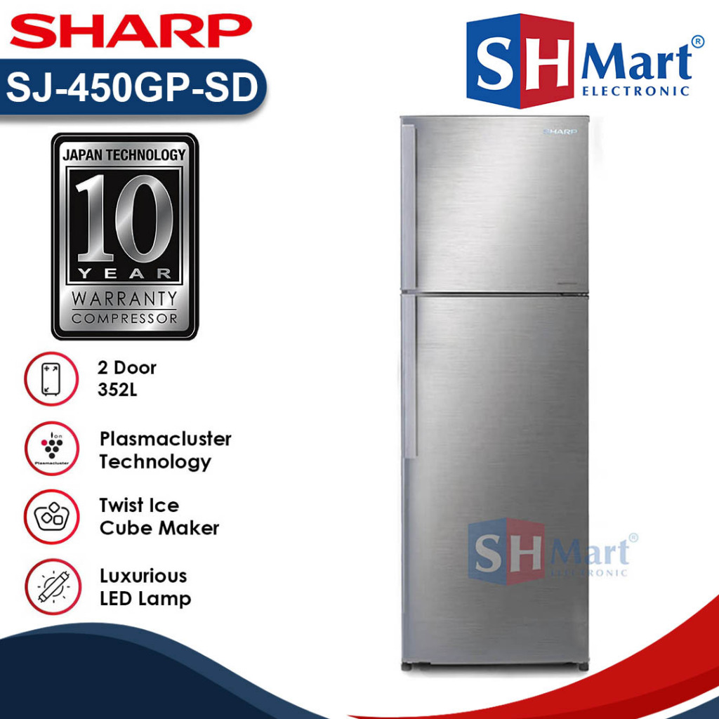 KULKAS SHARP 2 PINTU JUMBO SJ-450GP KAPASITAS 249 LITER NO FROST LOW WATT SJ450GP GARANSI RESMI