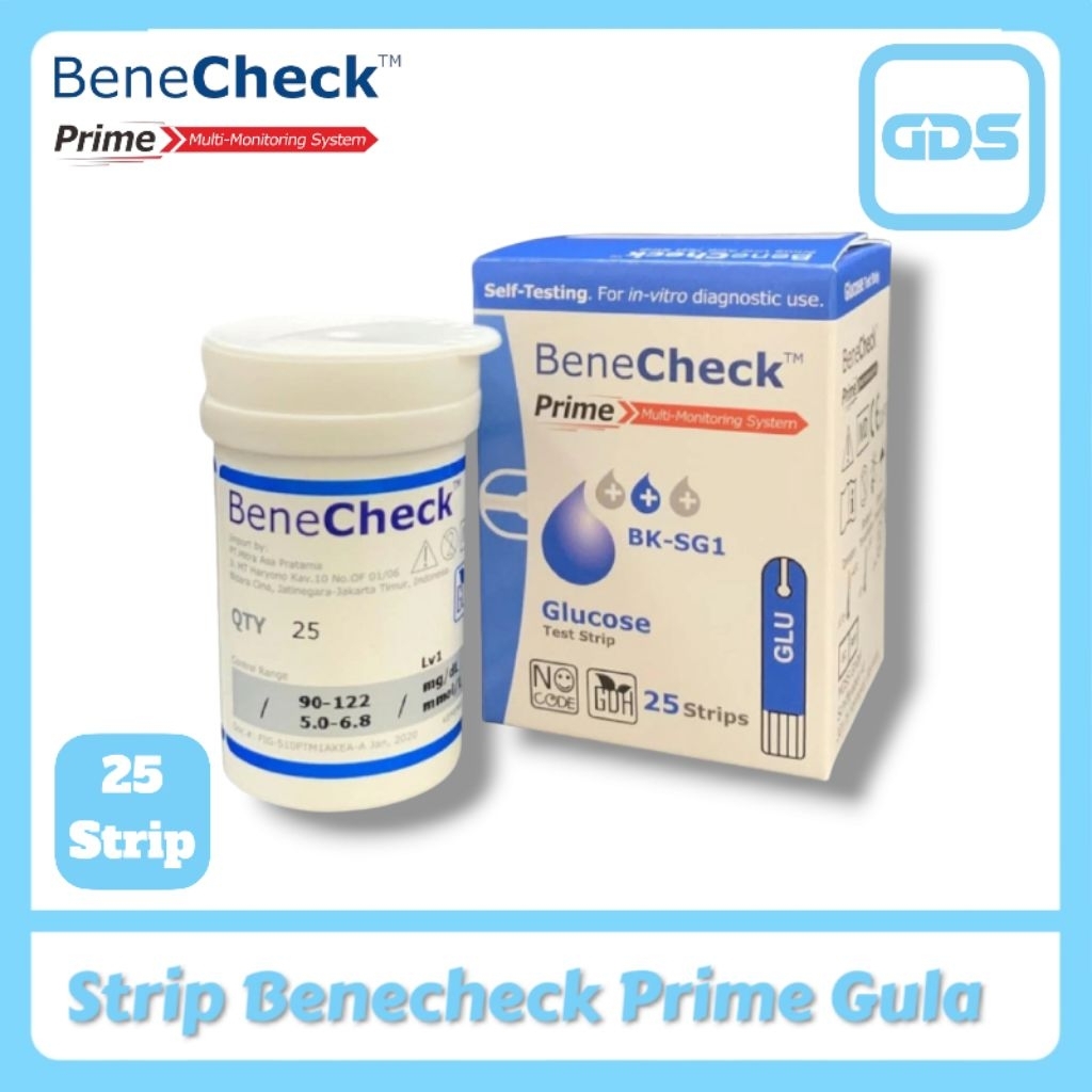 Benecheck Prime Glucose  Test Strip Gula Darah Benecheck Prime  Strip Benecheck Prime Gula