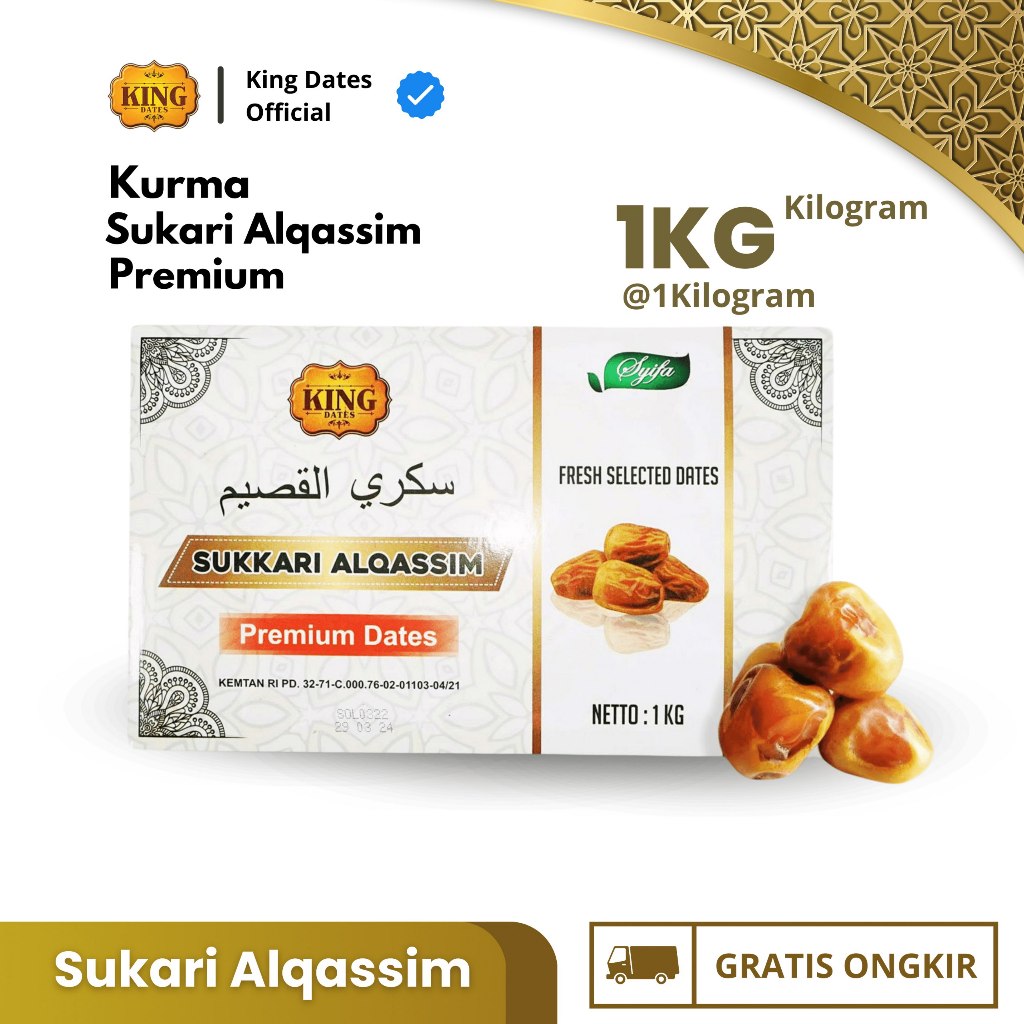 

Kurma Sukari King Dates Sukkari 1 kg Basah Lembut Premium Sukkari Premium Kemasa Kotak