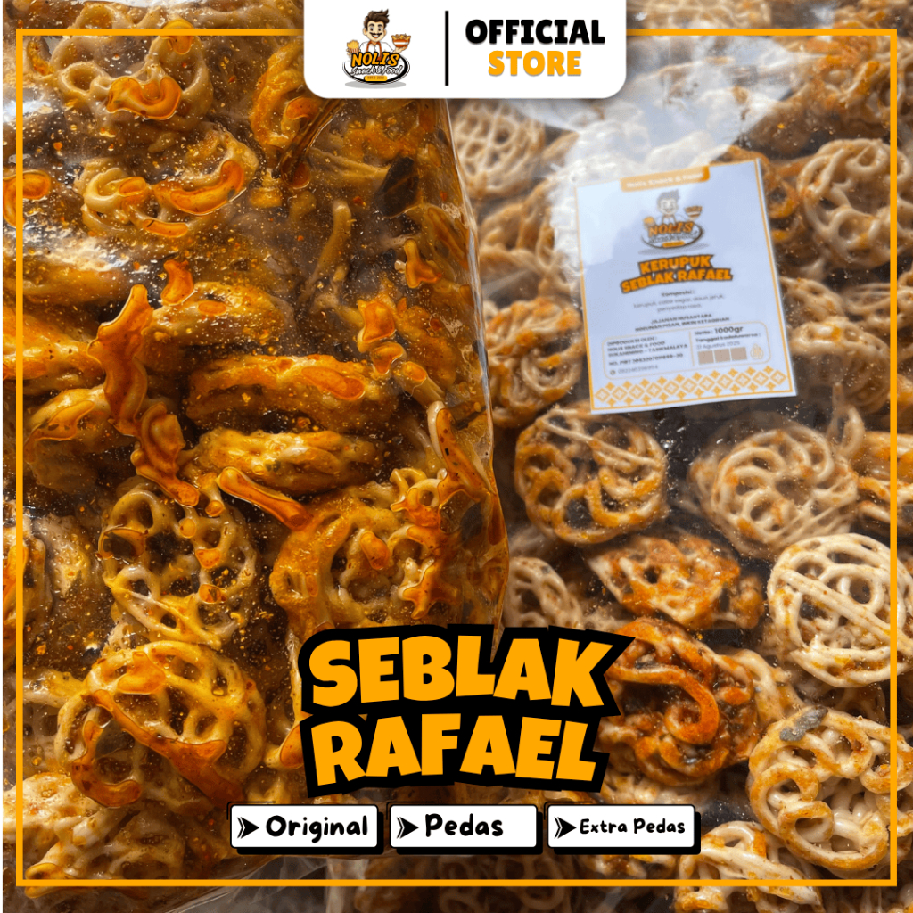 

KERUPUK SEBLAK RAFAEL SPECIAL PEDAS CHILI OIL [NOLIS SNACK & FOOD] Sebring Seblak Kering mawar Putih