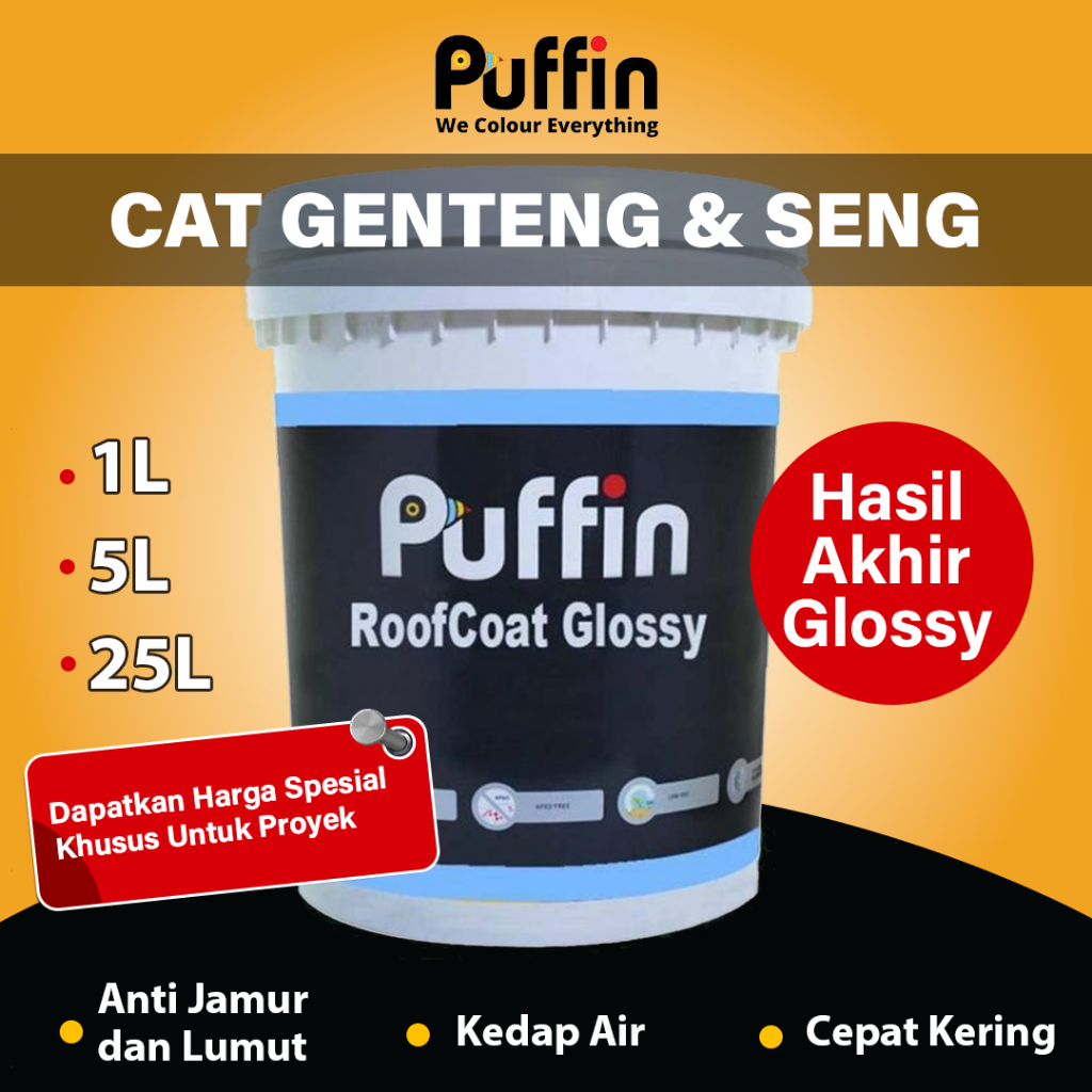 Cat genteng seng asbes Puffin Roofcoat Solventbased glossy 20 L