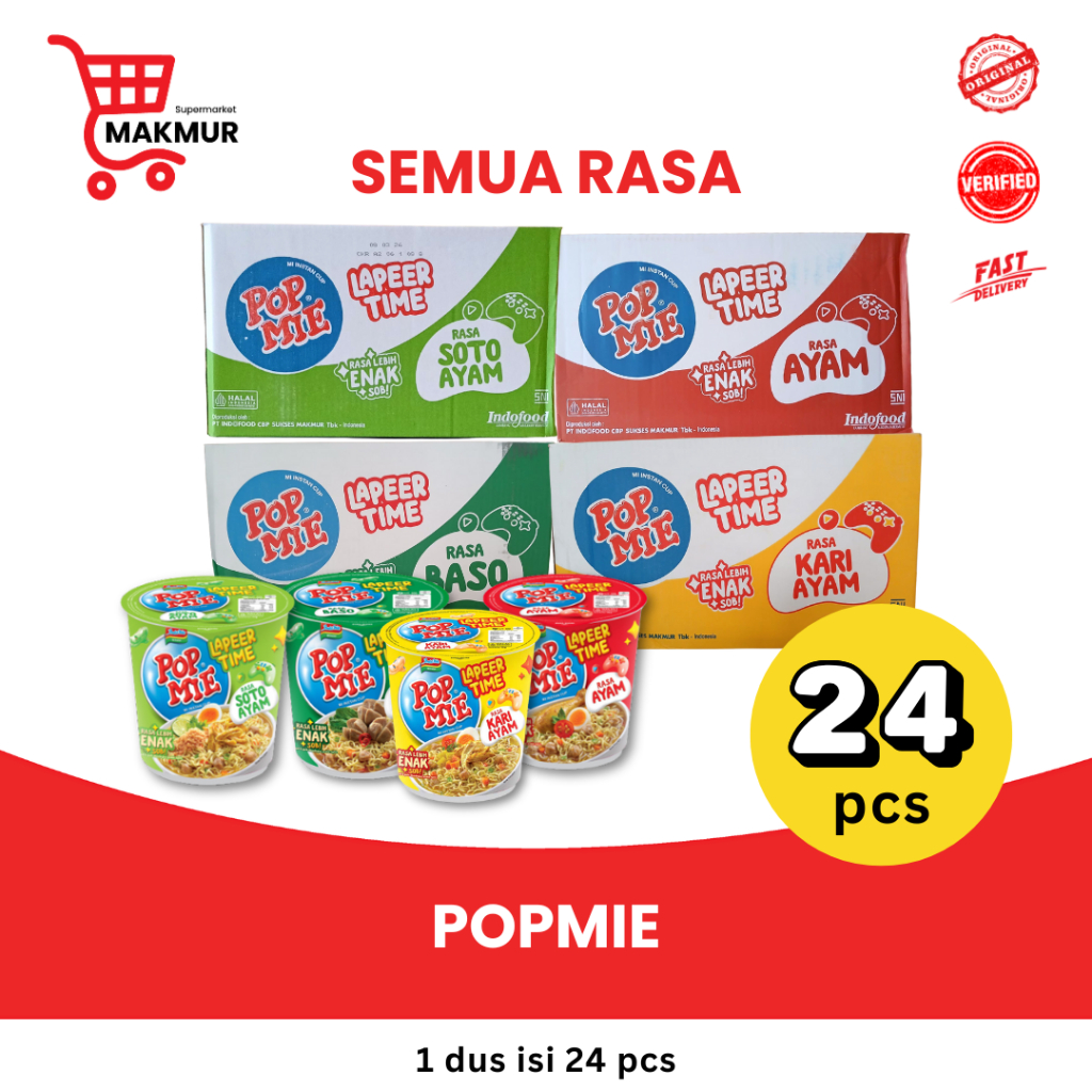 

Pop Mie 1 DUS isi 24 pcs / Popmie Lapeer Time ( Besar ) 1 DUS isi 24 pcs x 75 gr - [GROSIR] Tkmakmur24