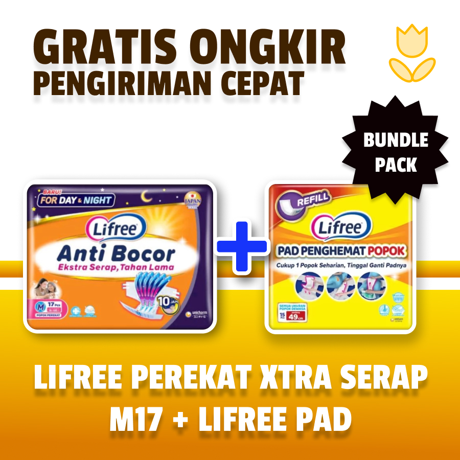 [Bundlepack] Lifree popok perekat M17 + Lifree pad penghemat popok - Popok dewasa - Diaper
